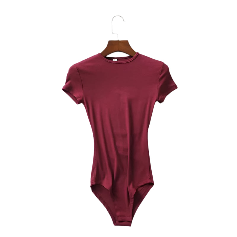 O-Neck Tops Bodysuit Women Elastic Short Sleeve Casual Female Bodysuits Summer Short Jumpsuit Clothes