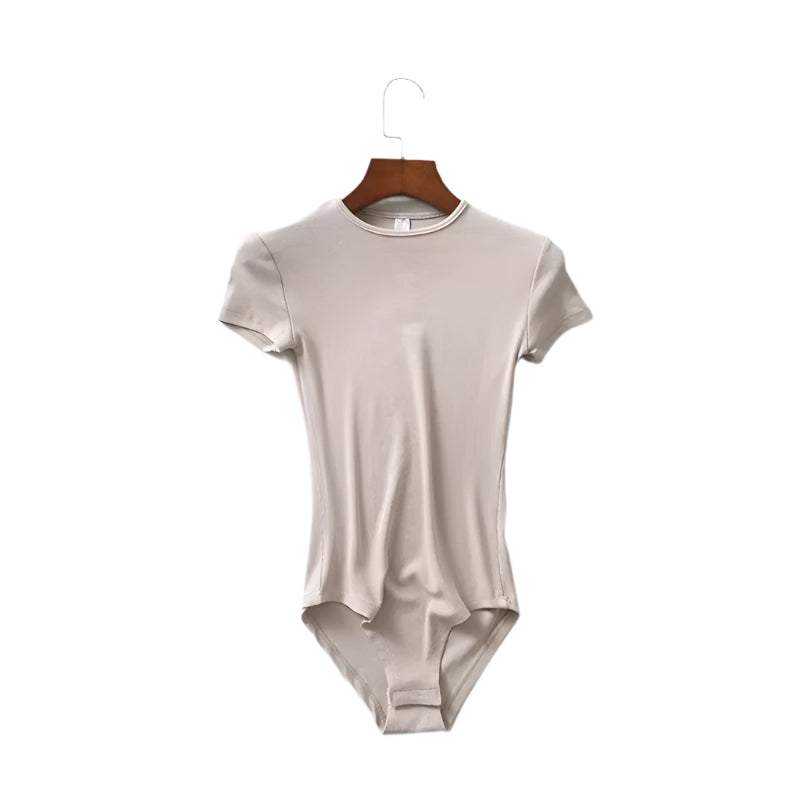 O-Neck Tops Bodysuit Women Elastic Short Sleeve Casual Female Bodysuits Summer Short Jumpsuit Clothes