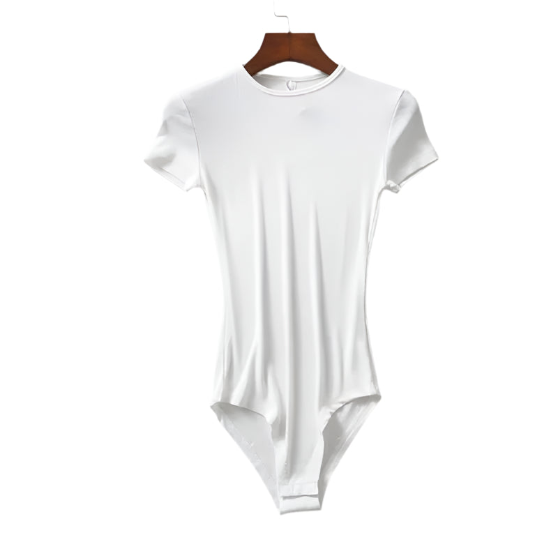 O-Neck Tops Bodysuit Women Elastic Short Sleeve Casual Female Bodysuits Summer Short Jumpsuit Clothes
