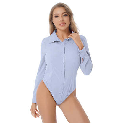 Elegant Bodysuits Female Fashion 2023 Long Sleeve Body Shirts Women Formal Office Lady White Blouses plus Size Rompers Clothes