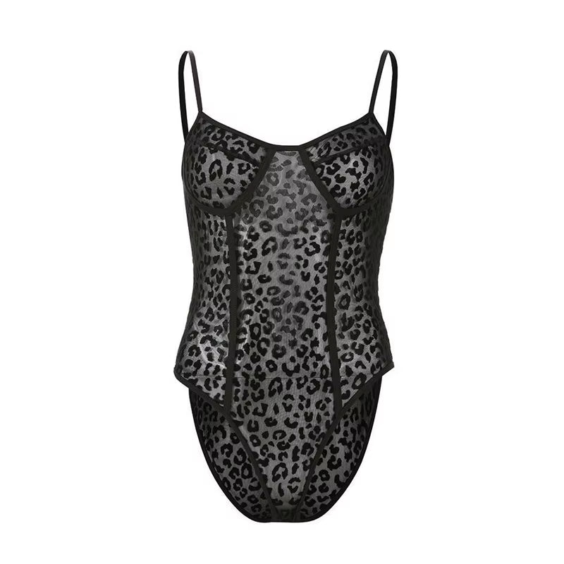 Sexy Bodysuit Women Leopard Floral Embroidery Hollow Out Lace Skinny Bodysuit Black S M L Jumpsuit Summer Overalls Femme