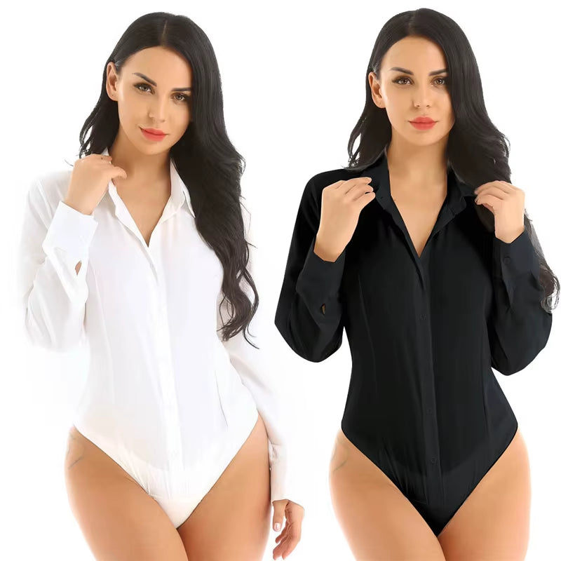 Office Lady Work White Blouses Shirts Long Sleeve OL Shirt Bodysuit Women'S Clothing Lady Turn down Collar Business Work Tops