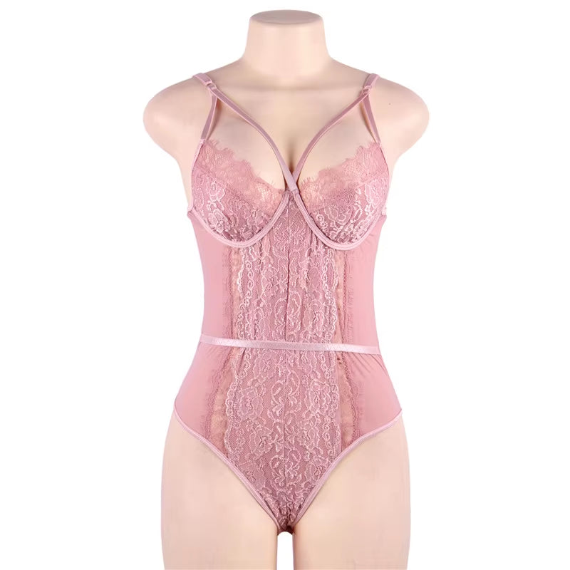 Women'S Lace Bodysuit Sexy Eyelash Naughty Teddy Lingerie for Women Top Body Snap Crotch Bodysuit plus Size XXXL 5XL Catsuit