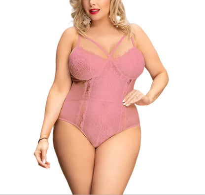 Women'S Lace Bodysuit Sexy Eyelash Naughty Teddy Lingerie for Women Top Body Snap Crotch Bodysuit plus Size XXXL 5XL Catsuit